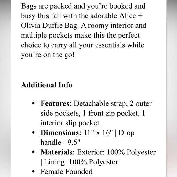 Alice + Olivia duffel bag - Picture 10 of 10